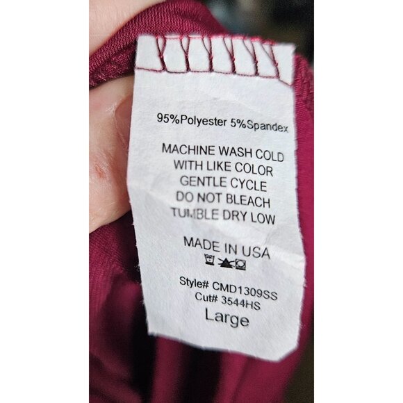 Womens Maternity Tie Front Wrap Maxi V- Neck Dress Size Large Burgundy Elegant - Picture 12 of 12